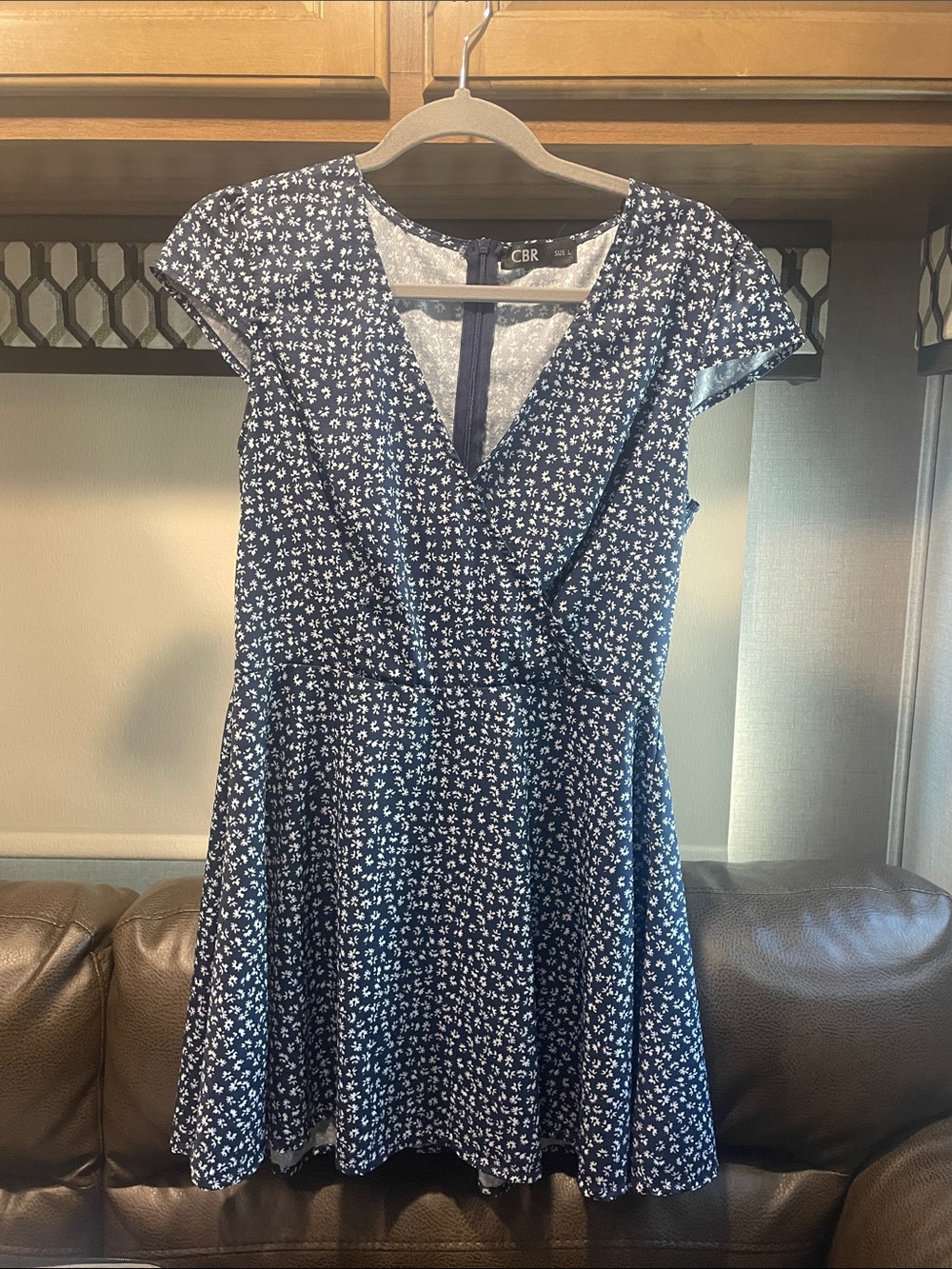 V Neck flowy navy dress New